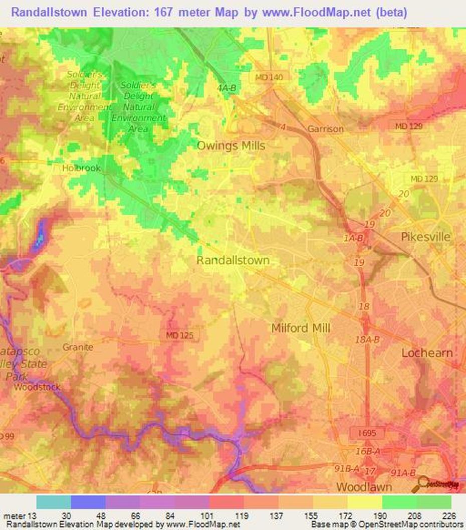 Elevation Of Randallstown,Us Elevation Map, Topography, Contour, Randallstown, United States, United States  For Kids, Detailed  United States