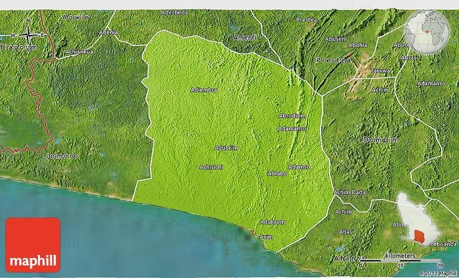 Of Ghana With Towns, Ghana  Regions, Physical, Axim, Ghana