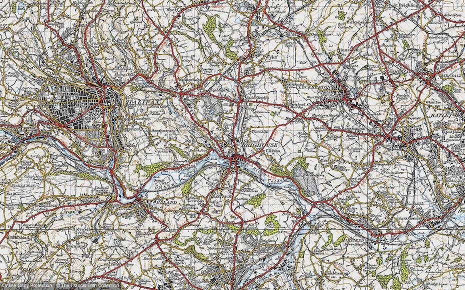 Historic Ordnance Survey Map Of Brighouse, 1947, Brighouse, United Kingdom, Halifax England, Brighouse Railway Station