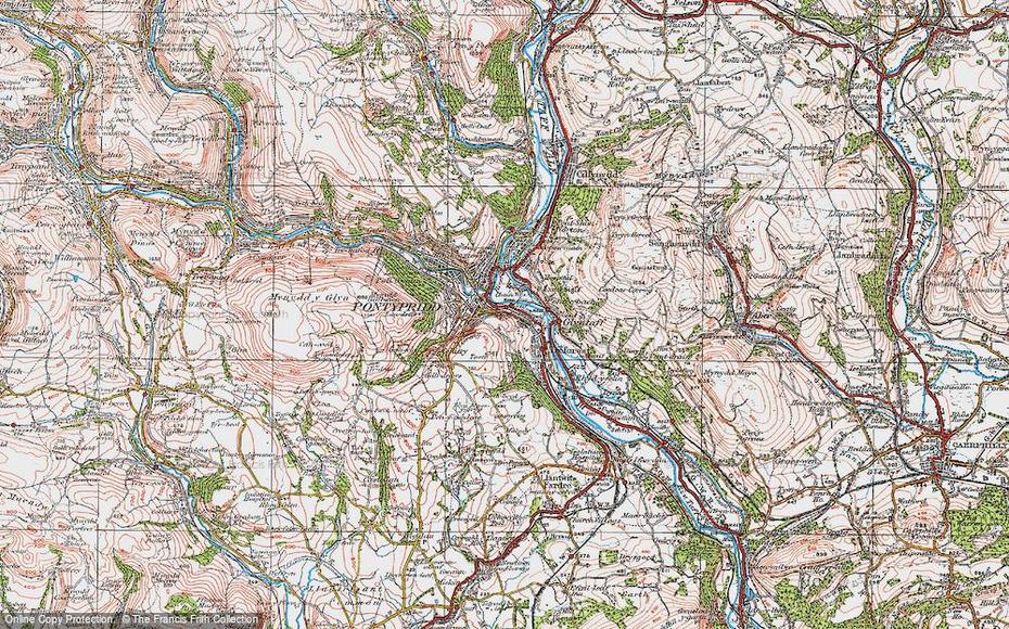 Map Of Pontypridd, 1922 – Francis Frith, Pontypridd, United Kingdom, Pontypridd, Cornwall England United Kingdom