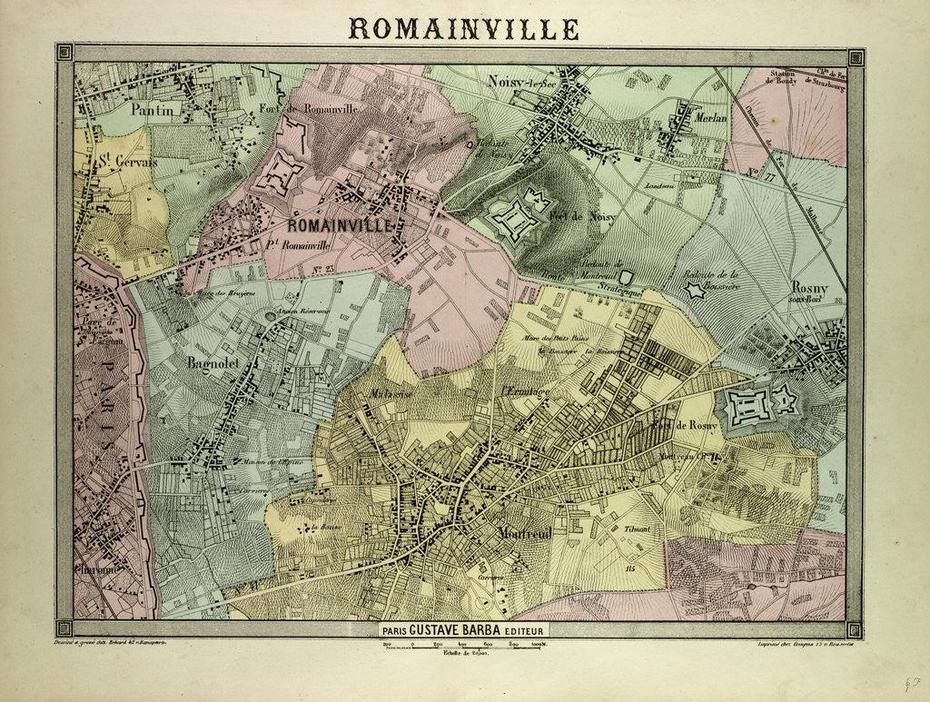 Map Of Romainville France Posters & Prints By Anonymous, Romainville, France, Chateau De France, Agriculture  Urbaine