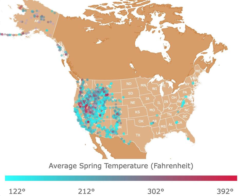 Map Of Us Hot Springs And Their Temperatures, Hot Springs, United States, Hot Springs National Park Location, Natural Hot Springs California