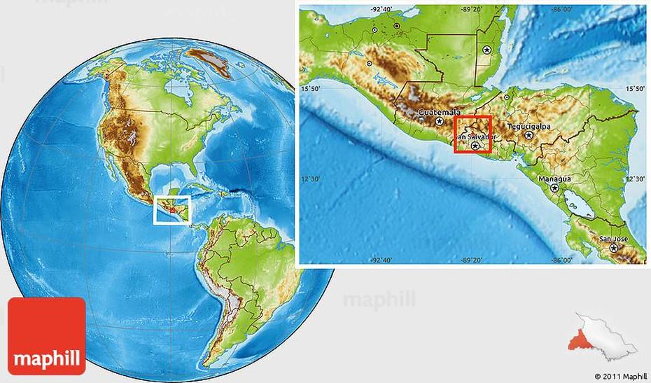 Physical Location Map Of Nueva Concepcion, Nueva Concepción, El Salvador, Tejutla El Salvador, La Palma Chalatenango El Salvador