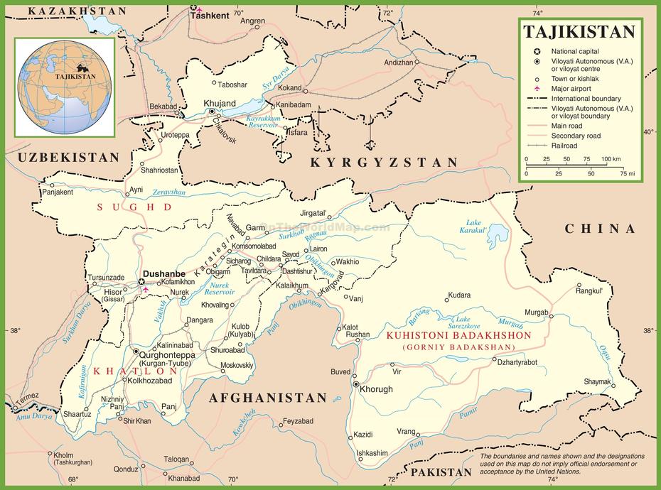 Tadschikistan Karte Provinzen, Chorbog, Tajikistan, Tajikistan Flag, Capital Of Tajikistan