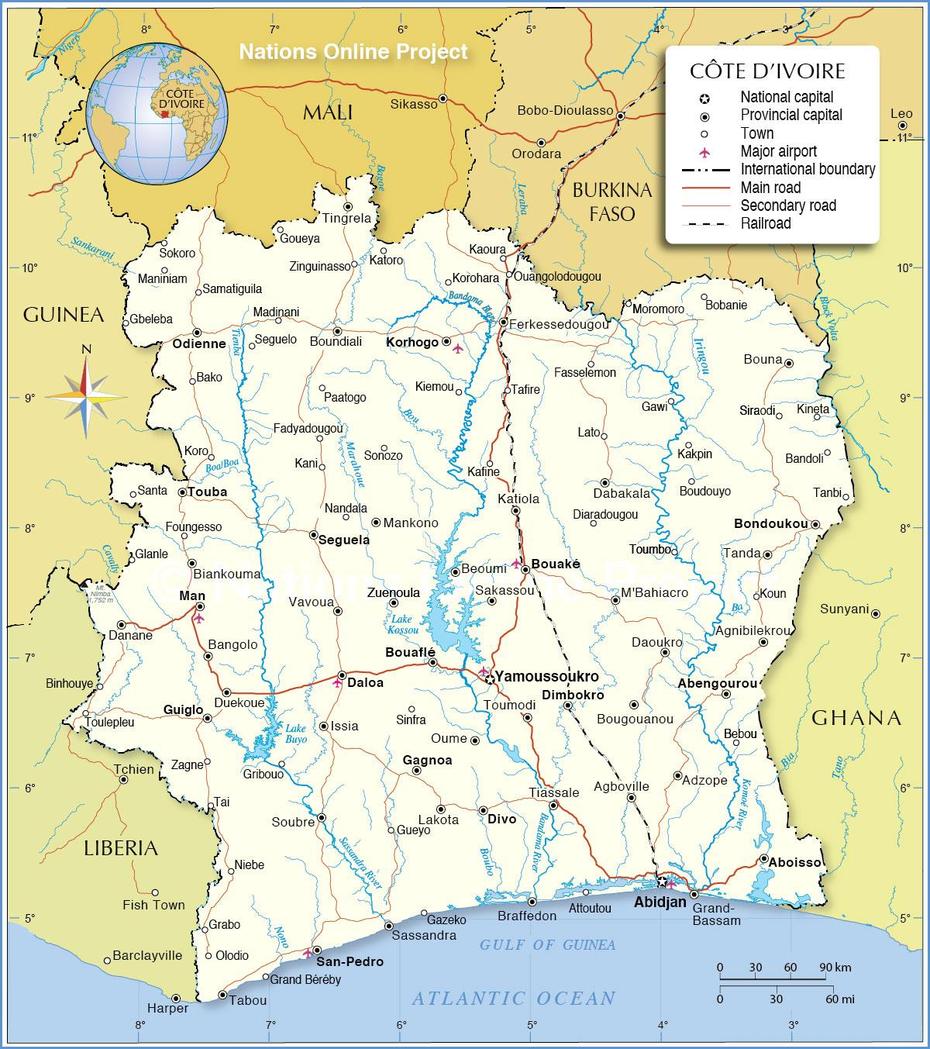 B”Political Map Of Cote Divoire (Ivory Coast) – Nations Online Project”, Abidjan, Côte D’Ivoire, Cote D’Ivoire Language, Cote D’Ivoire Capital