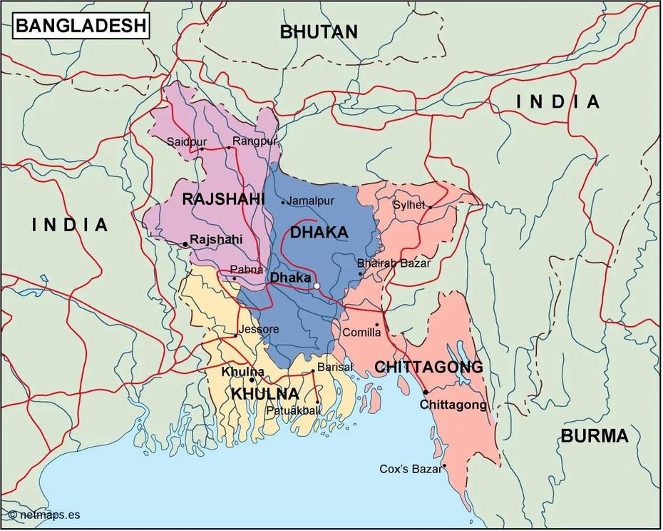 Bangladesh Political Map | Order And Download Bangladesh Political Map, Nārāyanganj, Bangladesh, Nārāyanganj, Bangladesh