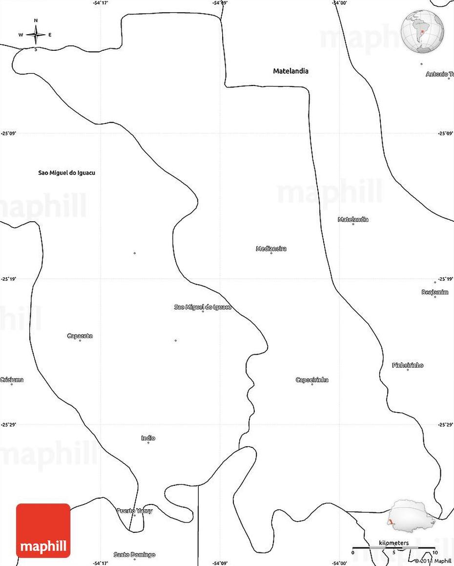 Blank Simple Map Of Medianeira, Medianeira, Brazil, World, Brazil  Drawing