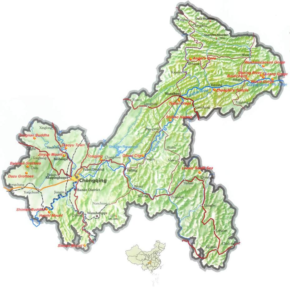 Chongqing Map City Of China | Map Of China City Physical Province Regional, Chongzuo, China, Chongzuo, China