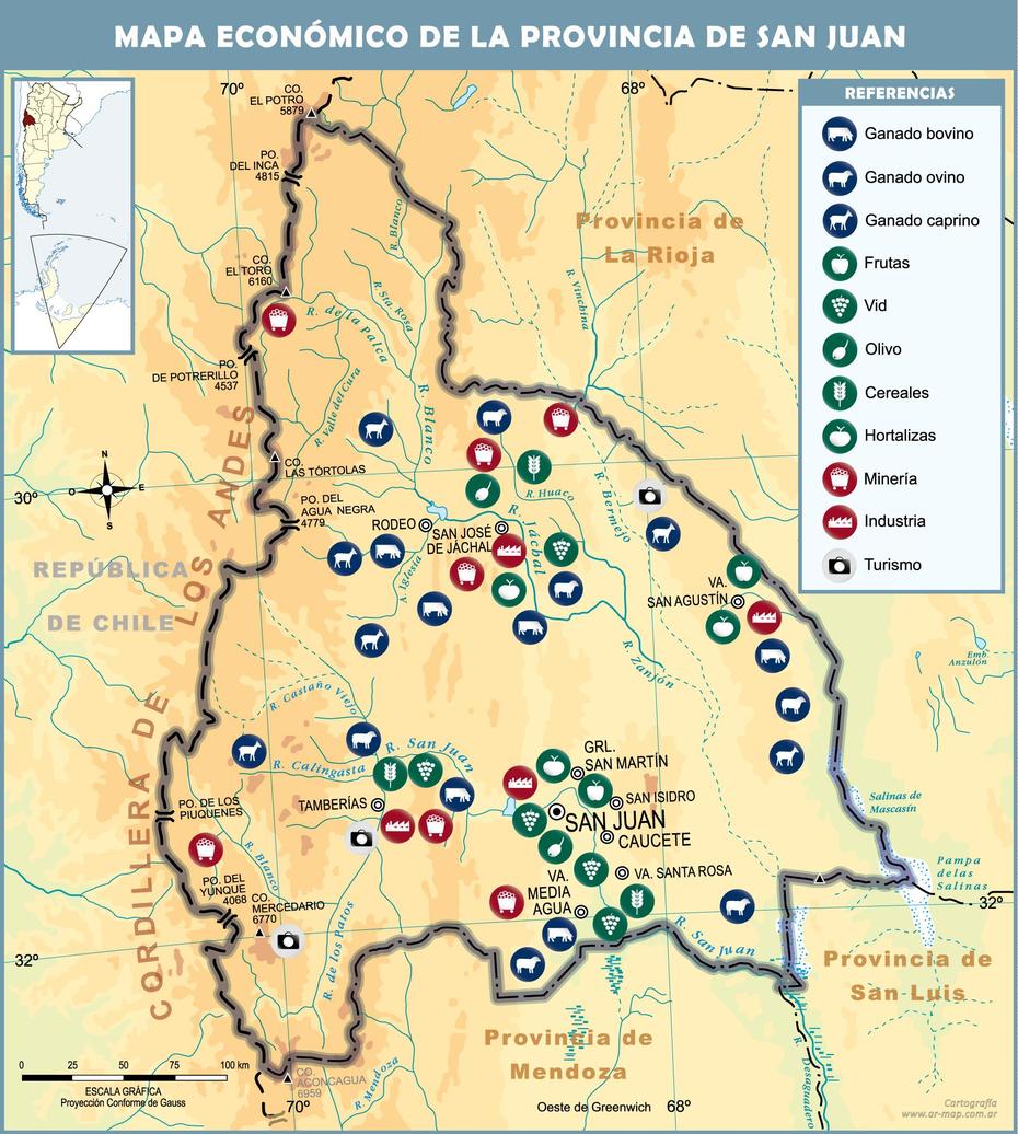 Economic Map Of The Province Of San Juan, Argentina | Gifex, San Juan, Argentina, San Juan City, A De San Juan