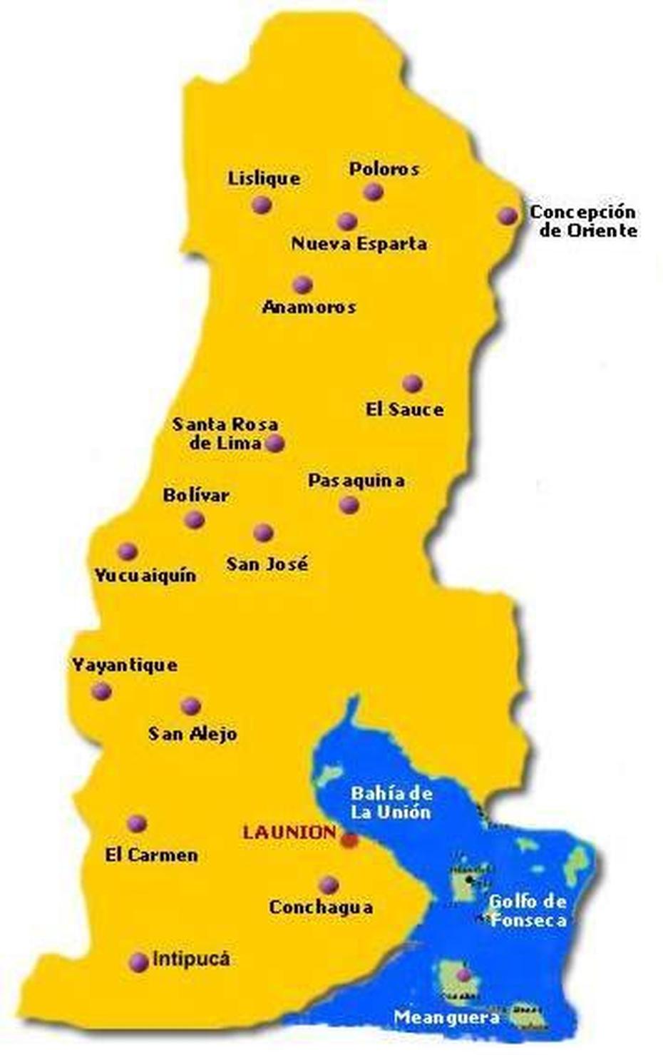 El Salvador Mapa Departamentos Y Municipios, La Unión, El Salvador, El Salvador In The World, Conchagua La Union El Salvador