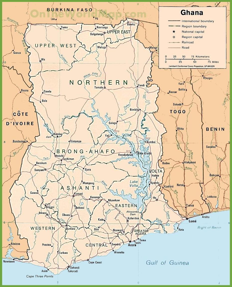 Ghana Political Map, Gyapekurom, Ghana, Ghana Capital, Of Ghana With Towns