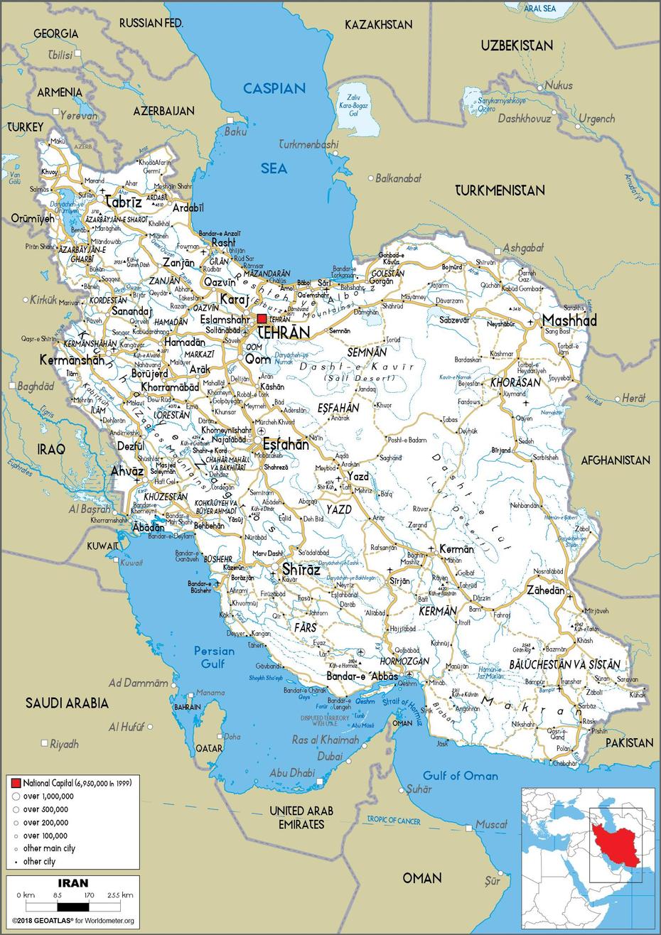 Iran Map (Road) – Worldometer, Eslāmshahr, Iran, Iran Cities, Old Iran