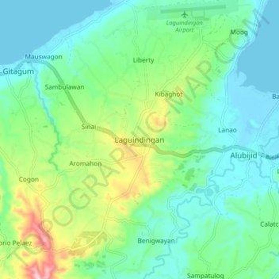 Laguindingan Topographic Map, Elevation, Relief, Lagindingan, Philippines, Philippines Airports, Cagayan De Oro City