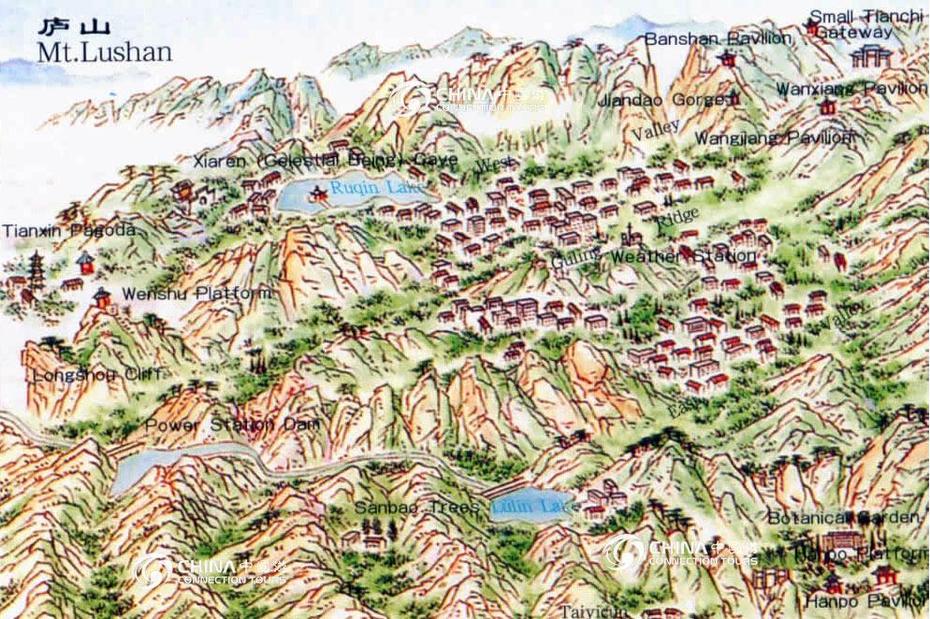 Lushan Mountain Map, China Lushan Mountain Map – Jiujiang Travel Guide, Jiujiang, China, Beijing China, Jiangxi Province