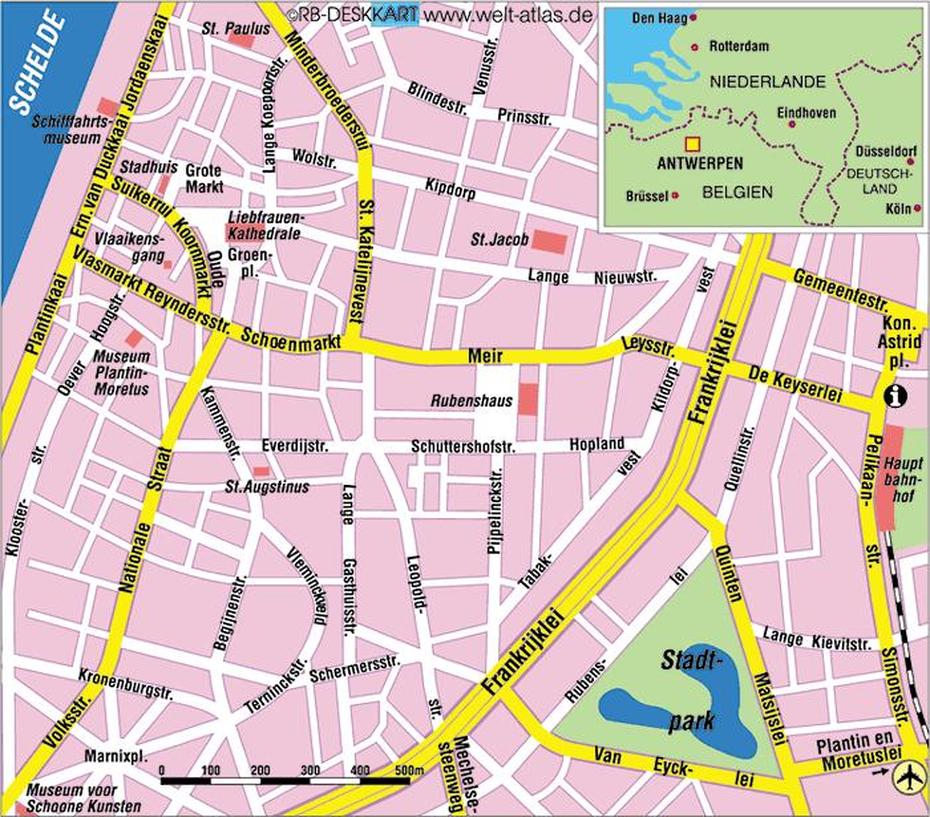 Map Of Antwerp (City In Belgium) | Welt-Atlas.De, Antwerp, Belgium, Bruges, France And Belgium