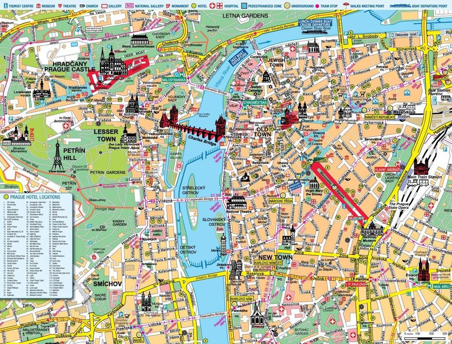 Map Of Prague Walking: Walking Tours And Walk Routes Of Prague, Prague, Czechia, Prague River, Czechia Country