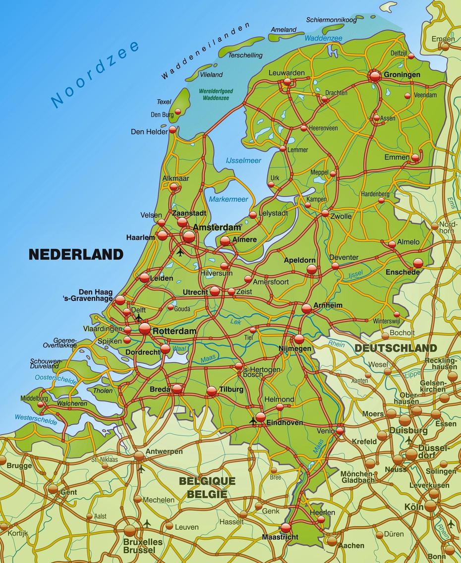 Netherlands Maps | Printable Maps Of Netherlands For Download, Oosterend, Netherlands, Netherlands Train, Netherlands On  Of World