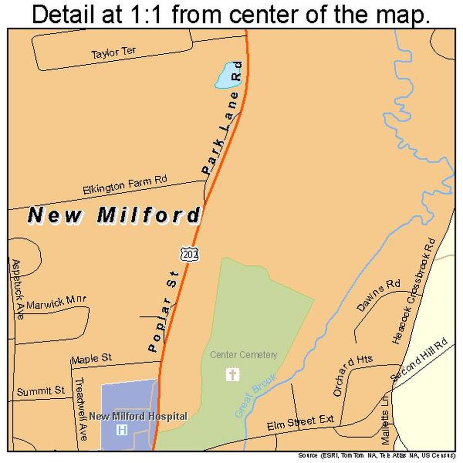 New Milford Connecticut Street Map 0952560, New Milford, United States, Usa Wall  United States, United States Territory