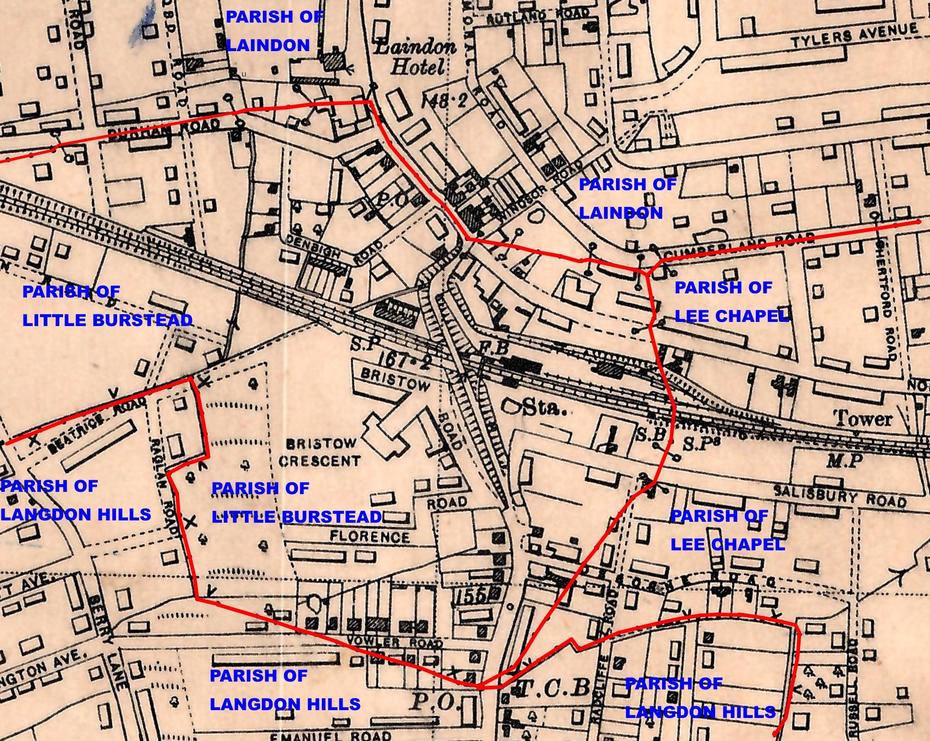 Parish Boundaries Around Laindon Station | Maps | Laindon & District …, Laindon, United Kingdom, Langdon Hills  Essex, 4 Seasons Laindon