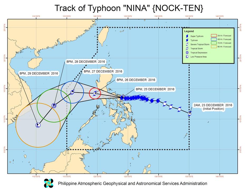 At 10:00 Pm 12/25/2016, The Eye Of Typhoon “Nina” Was Located The …, Sagnay, Philippines, Free Printable  Philippines, Manila