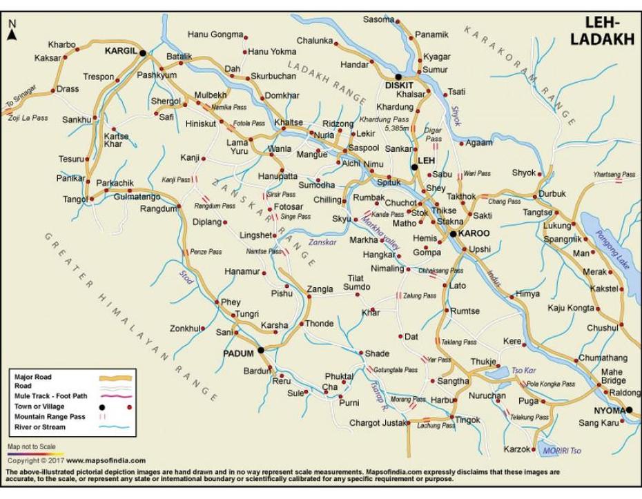 Buy Printed Leh Ladakh City Map Vinyl, Leh, India, Of India Taj Mahal, Uttarakhand India