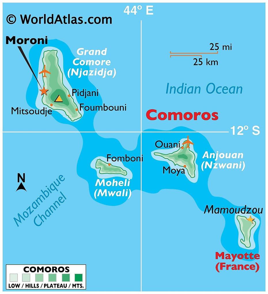 Comoros Maps & Facts – World Atlas, Mutsamudu, Comoros, Anjouan, Comoros Flag