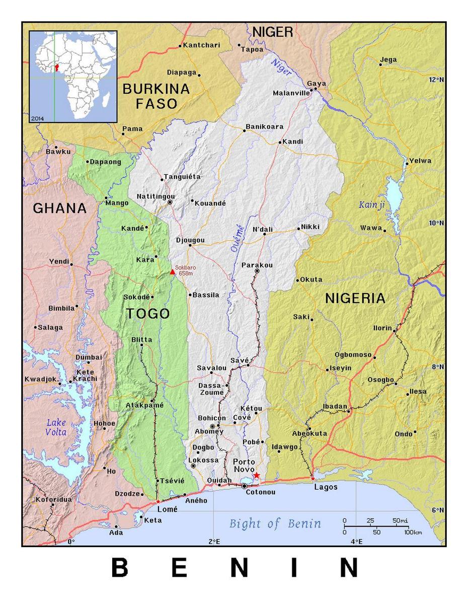 Detailed Political Map Of Benin With Relief | Benin | Africa | Mapsland …, Bembèrèkè, Benin, Benin Country, Carte Du Benin