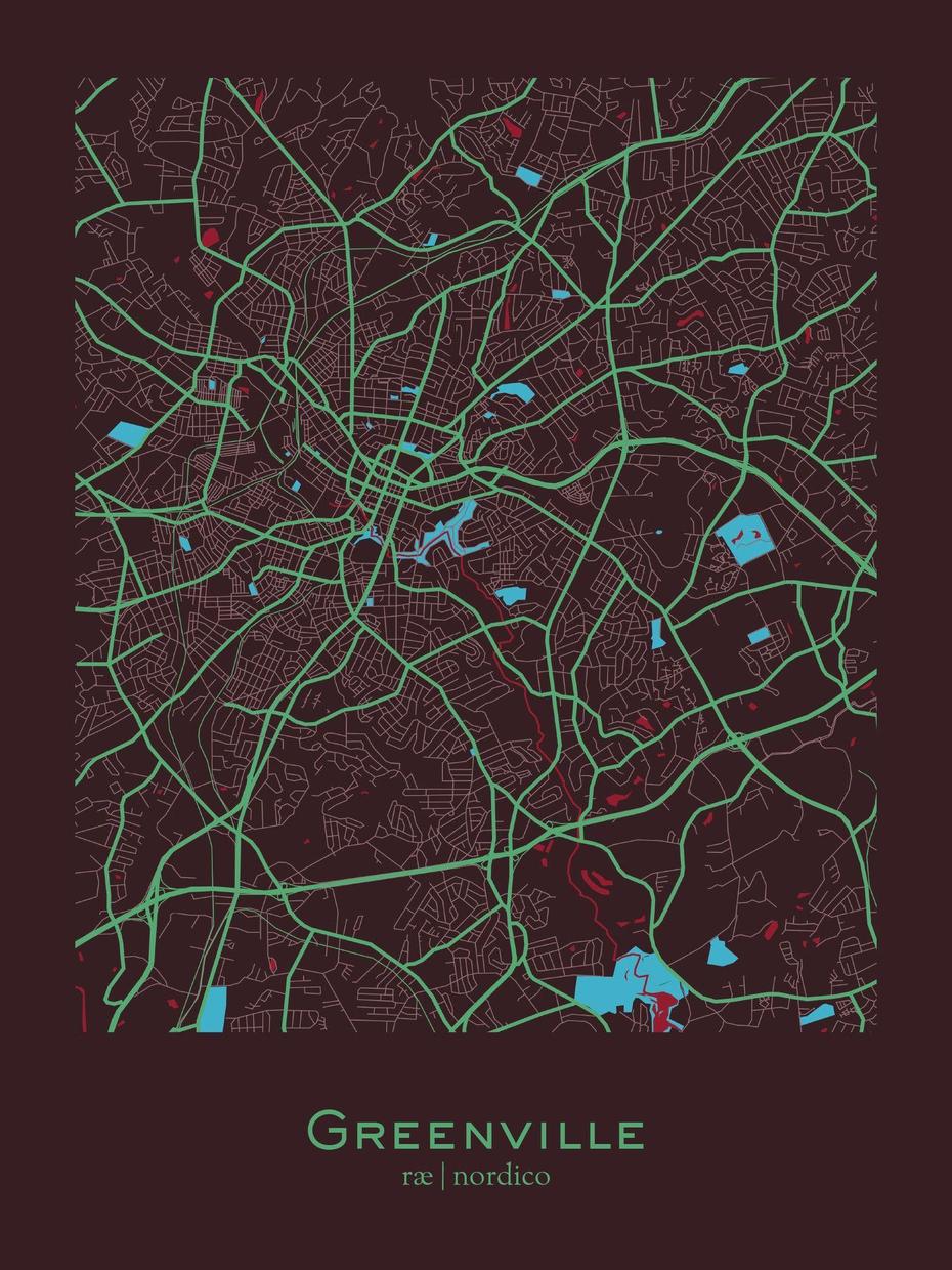 Greenville, Usa Map Print | , , Greenville, United States, United States  Blue, Greenville North Carolina