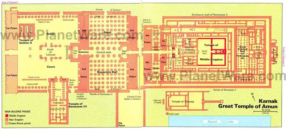 Karnak Egypt Map | Map Of Karnak – Great Temple Of Amun | Planetware …, Al Karnak, Egypt, Karnak Temple Complex, Luxor Temple
