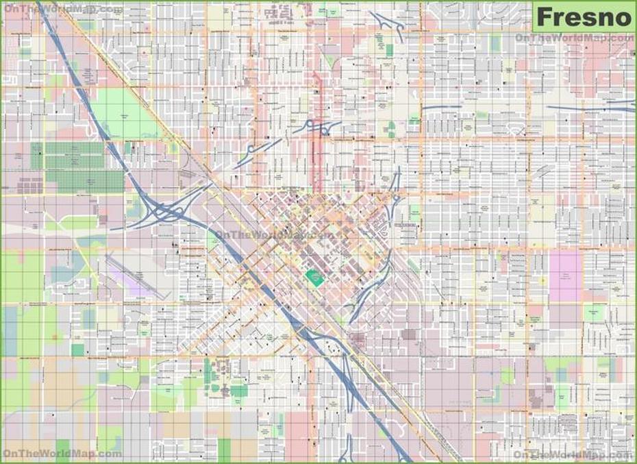 Large Detailed Map Of Fresno, Fresno, United States, Fresno Ca, Fresno County