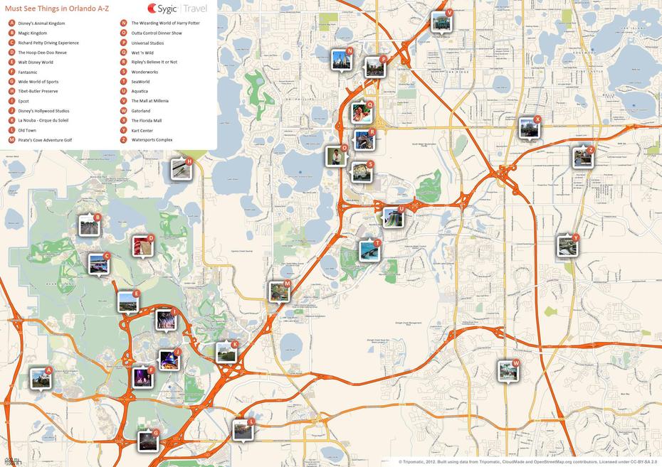 Map Of Orlando Attractions | Sygic Travel, Orlando, United States, Do United States, Northern United States