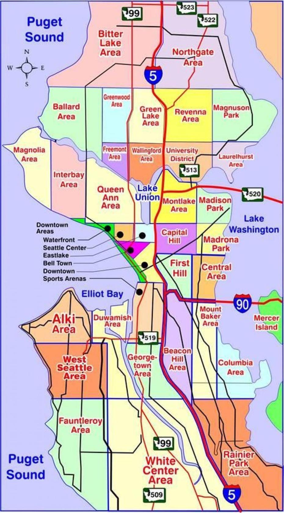 Map Of Seattle Neighborhoods – Seattle Map Neighborhoods (Washington …, Seattle, United States, California On  Of United States, Seattle Washington Usa