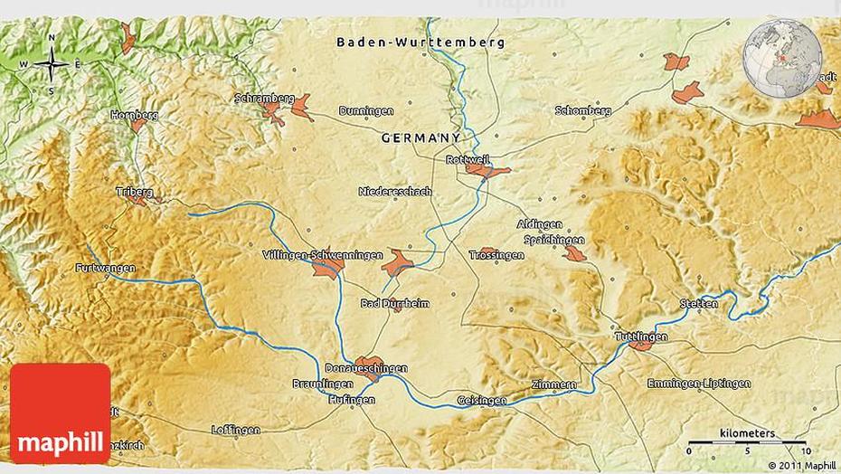 Physical 3D Map Of Balingen, Balingen, Germany, Marshall Heights Kitzingen Germany, 3Rd Infantry Division Kitzingen Germany