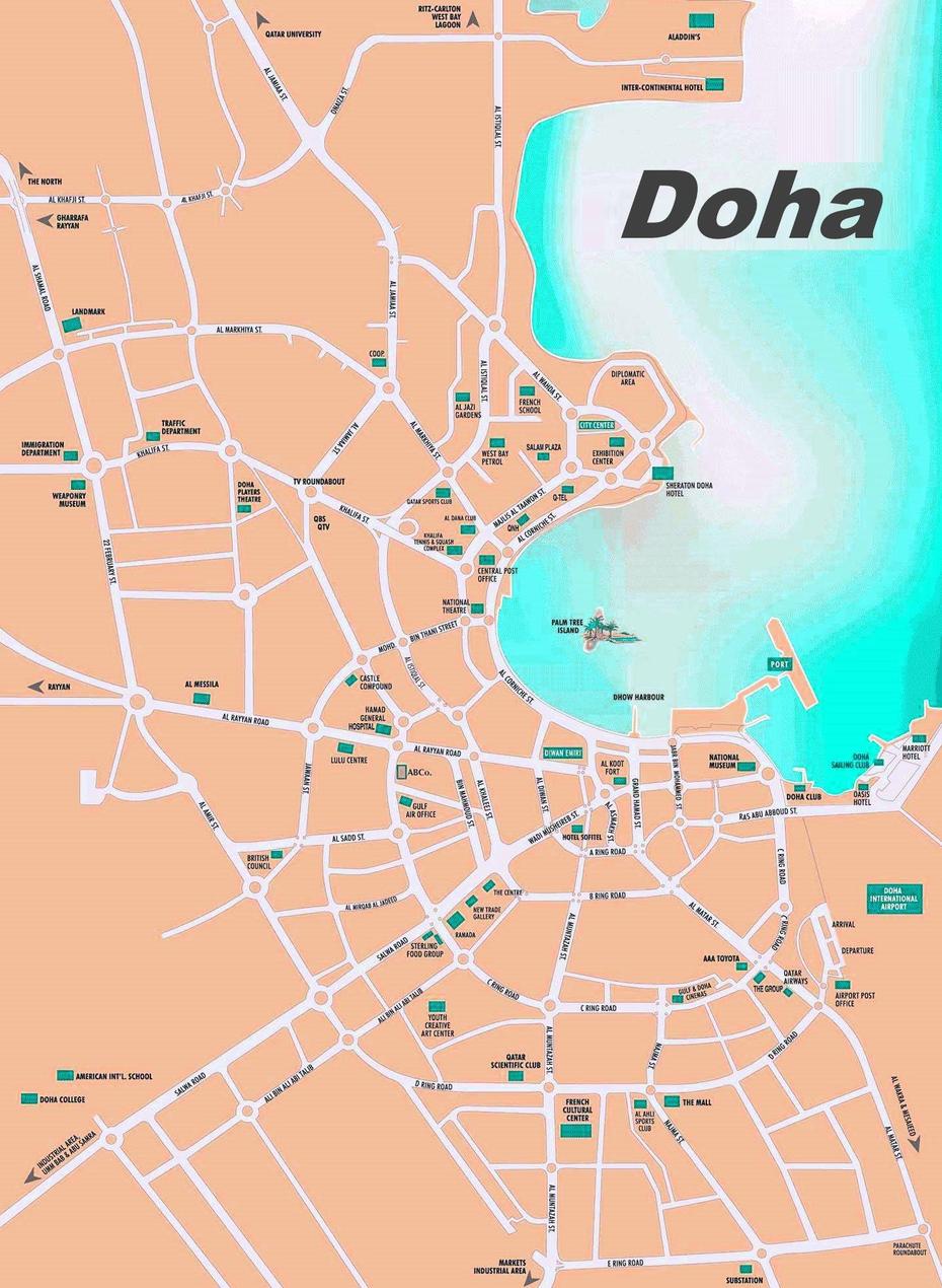 Doha Sightseeing Map, Doha, Qatar, Doha City, Doha City