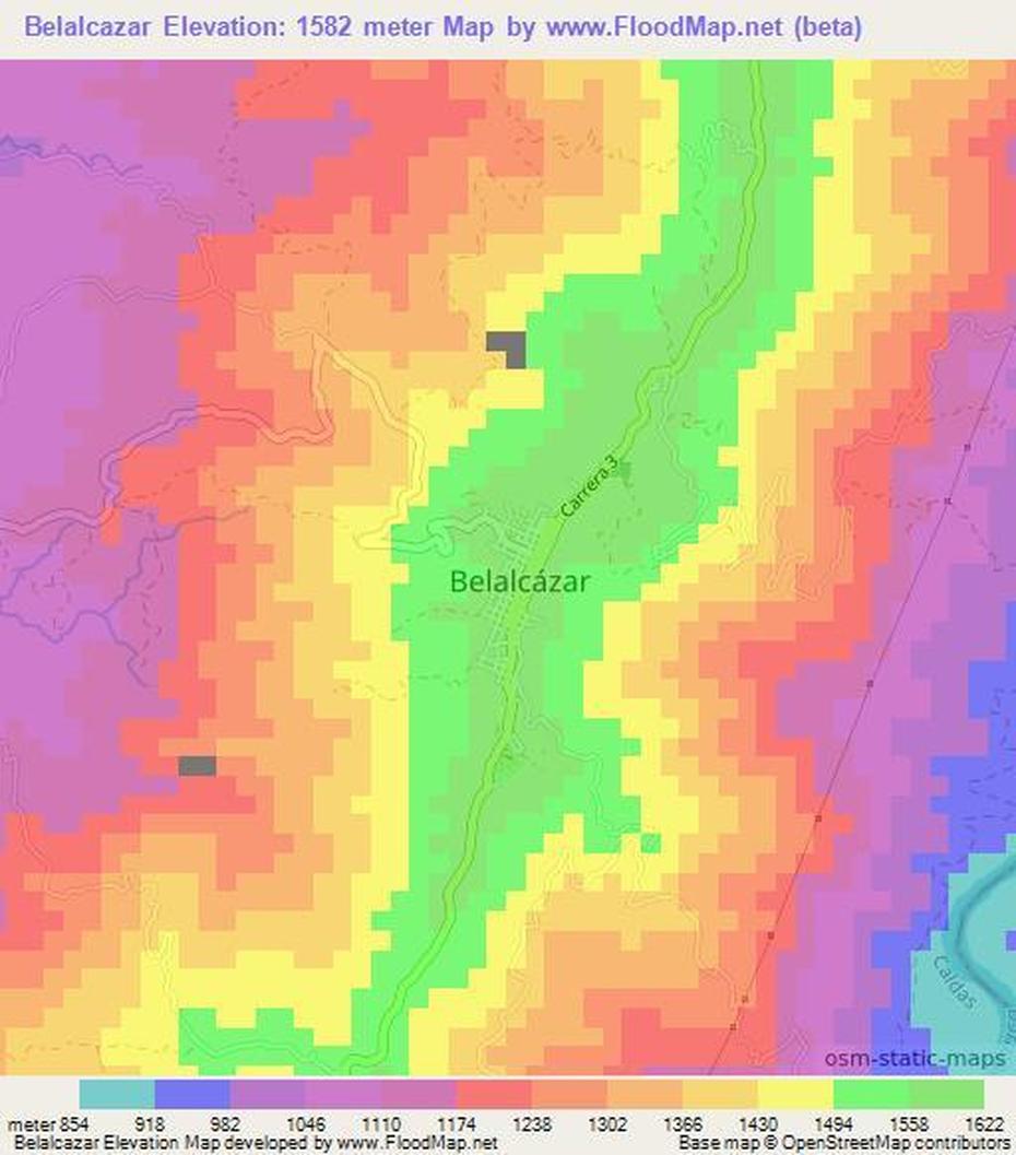 Elevation Of Belalcazar,Colombia Elevation Map, Topography, Contour, Belalcázar, Colombia, Colombia Capital, Detailed  Of Colombia