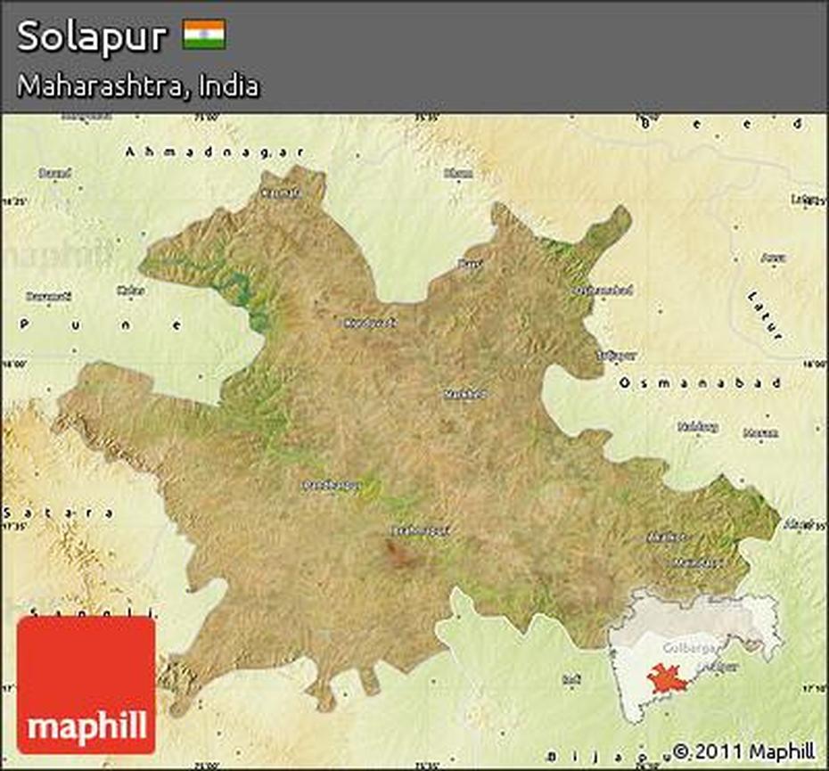 Free Satellite Map Of Solapur, Physical Outside, Solāpur, India, Solapur  Chaddar, Siddheshwar Mandir  Solapur