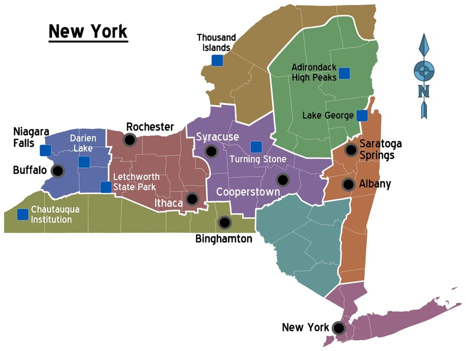 Map Of New York (Overview Map/Regions) : Worldofmaps – Online Maps …, New York, United States, New York America, United States  Oklahoma