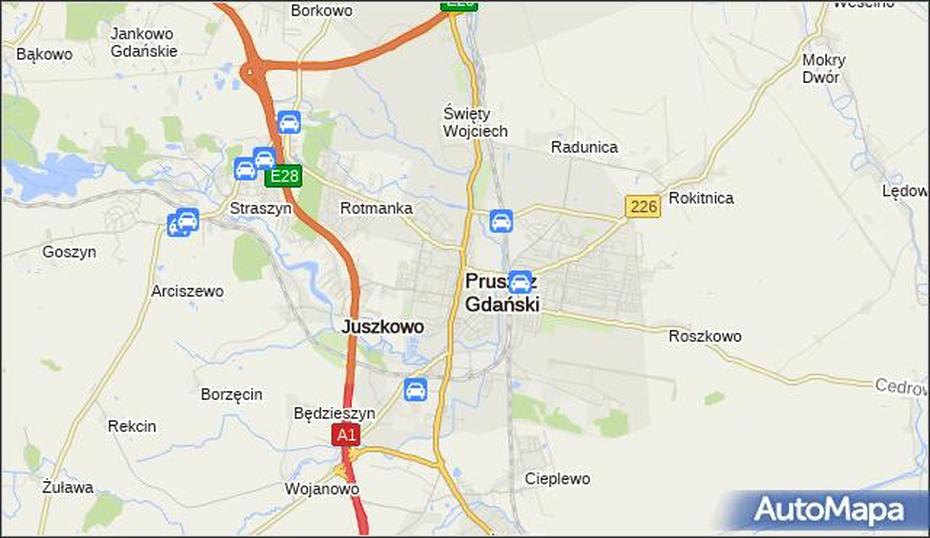 Motoryzacja W Pruszcz Gdanski :: Na Mapie Targeo, Pruszcz Gdański, Poland, A Gminy Powiat  Gdanski, Nowy Dworzec Pruszcz