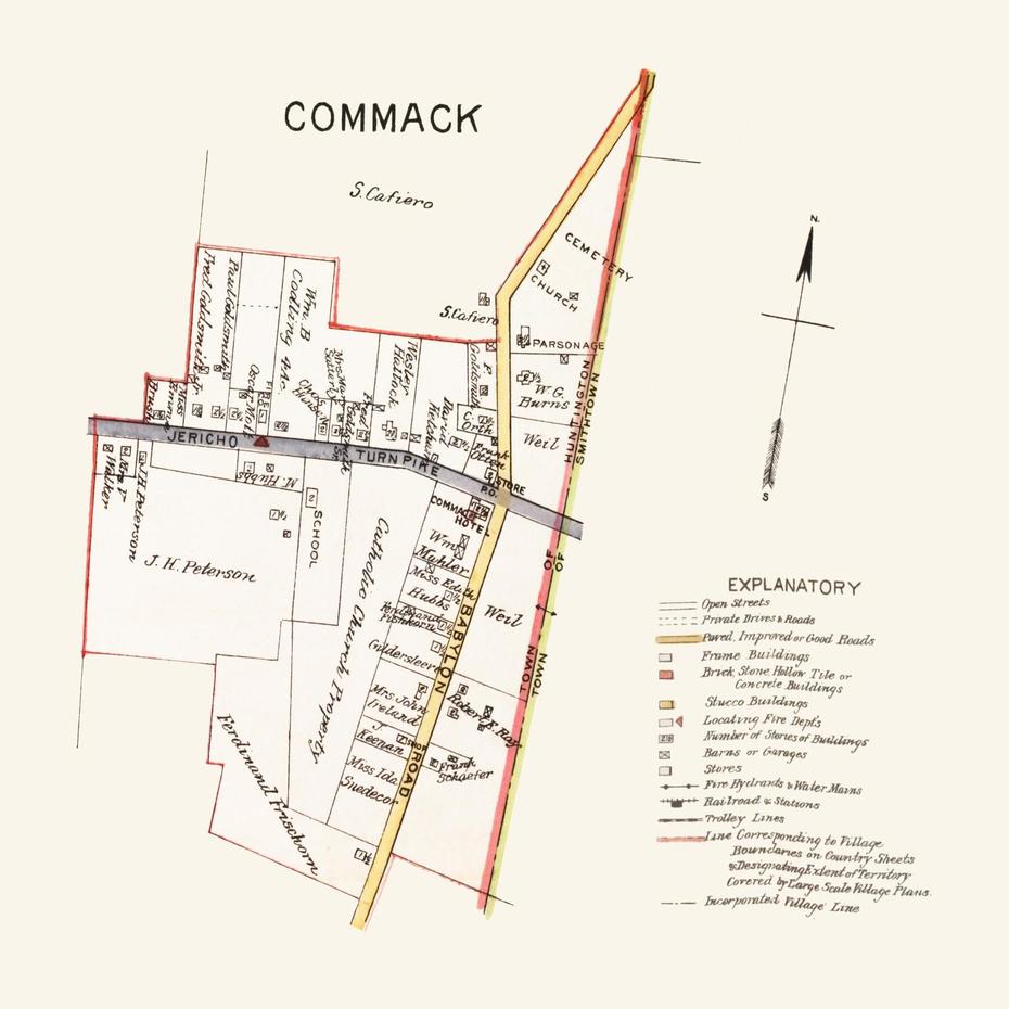 Old Road Map Of Commack, New York From 1915 – Knowol, Commack, United States, Street  Of Commack Ny, Coney Island New York