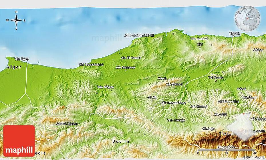 Physical 3D Map Of Boumerdes, Boumerdes, Algeria, Algeria  Location, Algeria Tourism