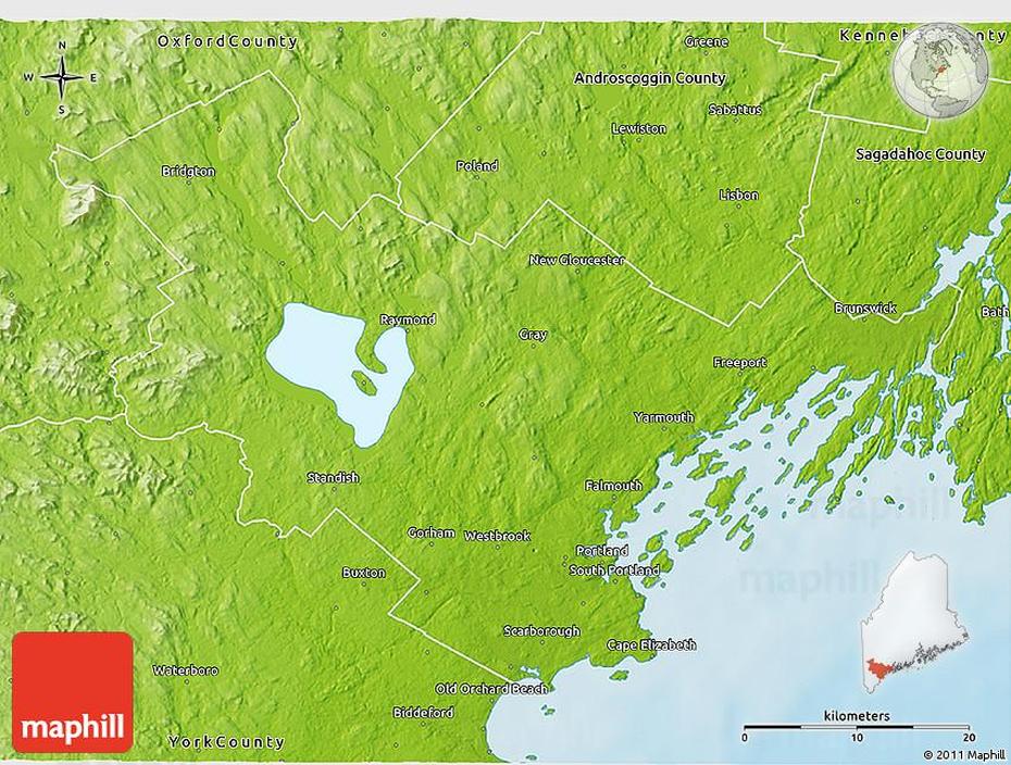 Physical 3D Map Of Cumberland County, Cumberland, United States, United States  Simple, Cool United States