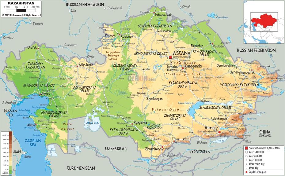 Physical Map Of Kazakhstan – Ezilon Maps, Sayram, Kazakhstan, Kazakhstan Region, Kazakhstan Borders