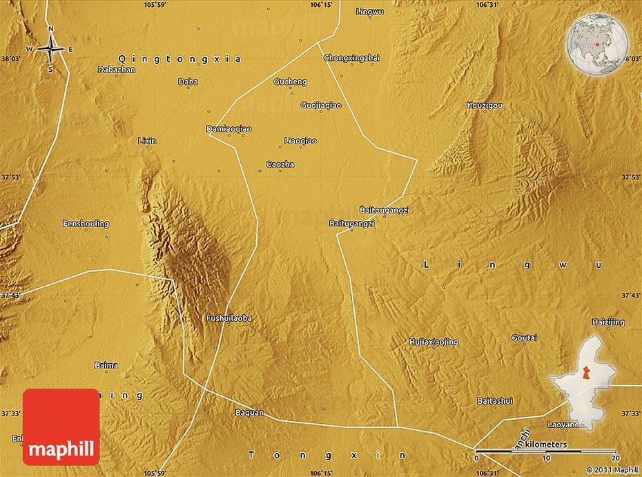 Physical Map Of Wuzhong, Wuzhong, China, Shandong China, Weifang China