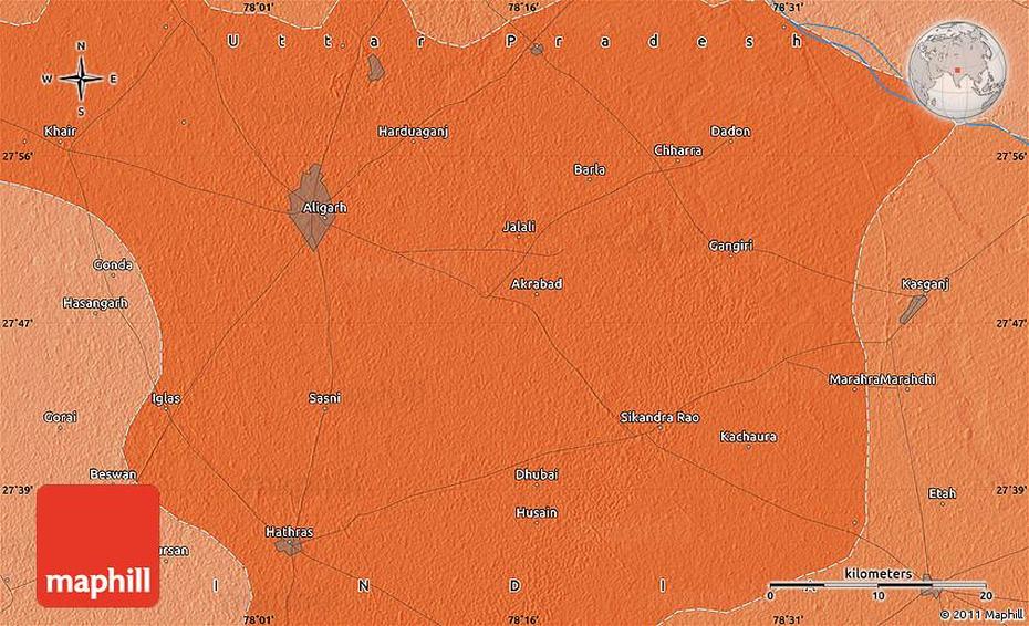 Political Map Of Aligarh, Alīgarh, India, Guwahati India, Allahabad India