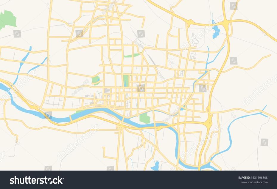 Printable Street Map Laiwu Province Shandong Stock Vector (Royalty Free …, Laiwu, China, China  Colored, North China