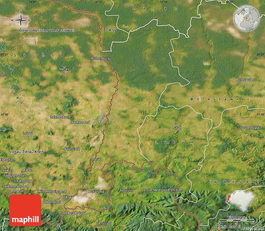 Satellite Map Of Zgorzelec, Zgorzelec, Poland, Goerlitz, Goerlitz  Germany