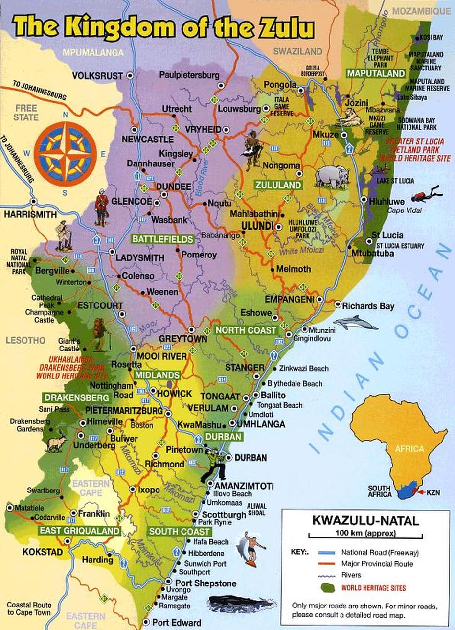 Topographic  Of South Africa, Southern South Africa, Kwa Zulu, Dundee, South Africa