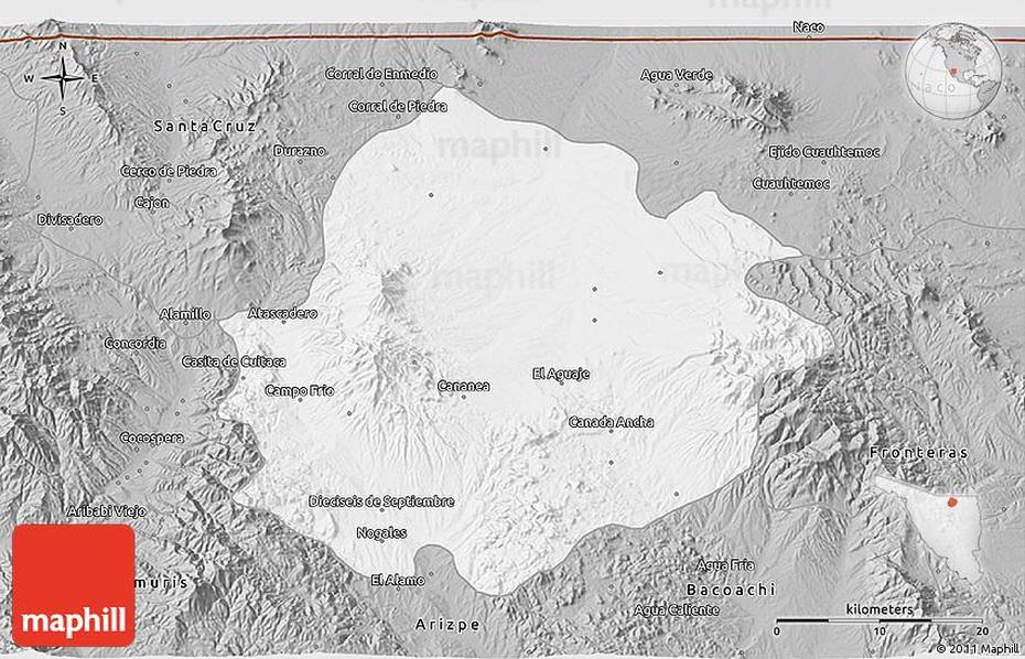 Yucatan Peninsula, Blank  Of The States, Gray, Cananea, Mexico