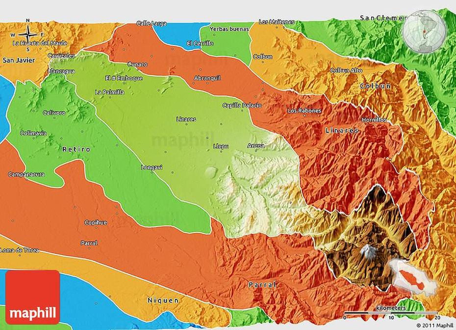 Of Chile With Cities, Chile Borders, Physical, Longaví, Chile