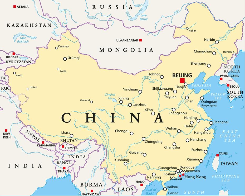 China Map, Gongyefu, China, South China, China  Graphic